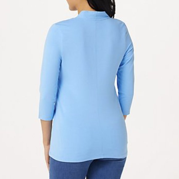 Isaac Mizrahi Live! Gathered Square Neck Knit Top  10226 - Picture 2 of 2